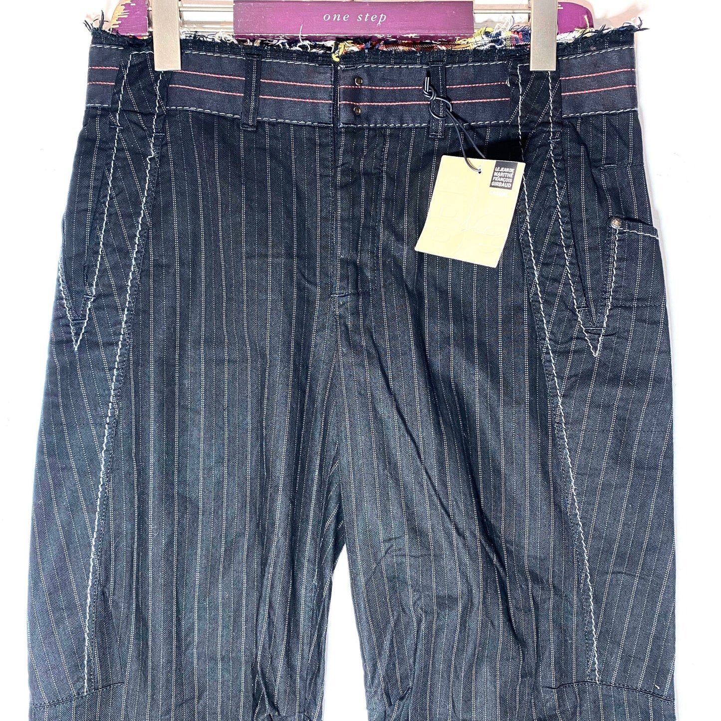 Marithe F. Girbaud Casual pinstripe navy (almost black) men trousers made in Italy in the 90s, new old stock with tags