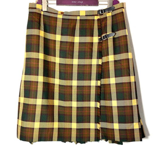 Macintosh auth Scottish kilt in mustard/green tartan with leather straps, mint condition size 14, XL men