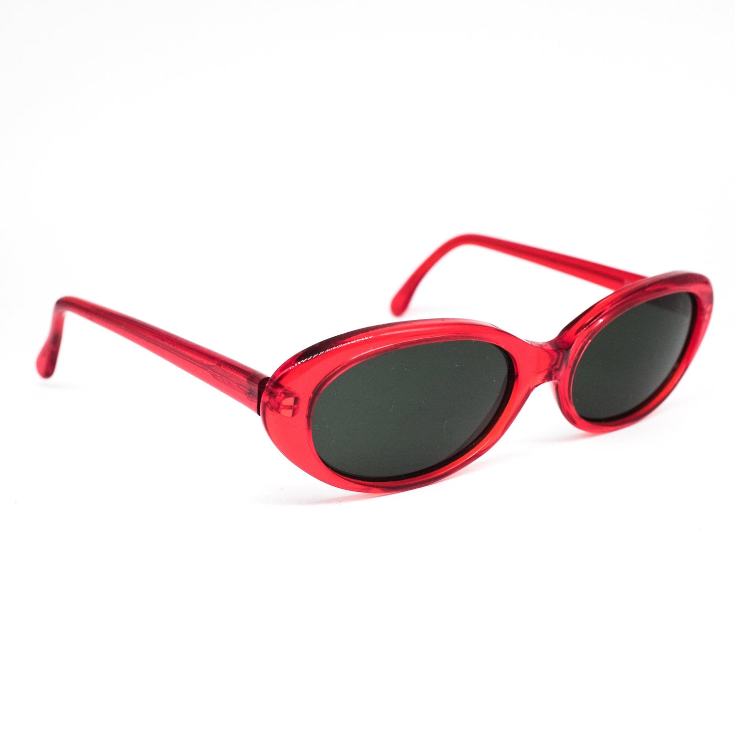 Danny tondo red oval acetate hippysunglasses with black lenses, 1980s NOS Italy