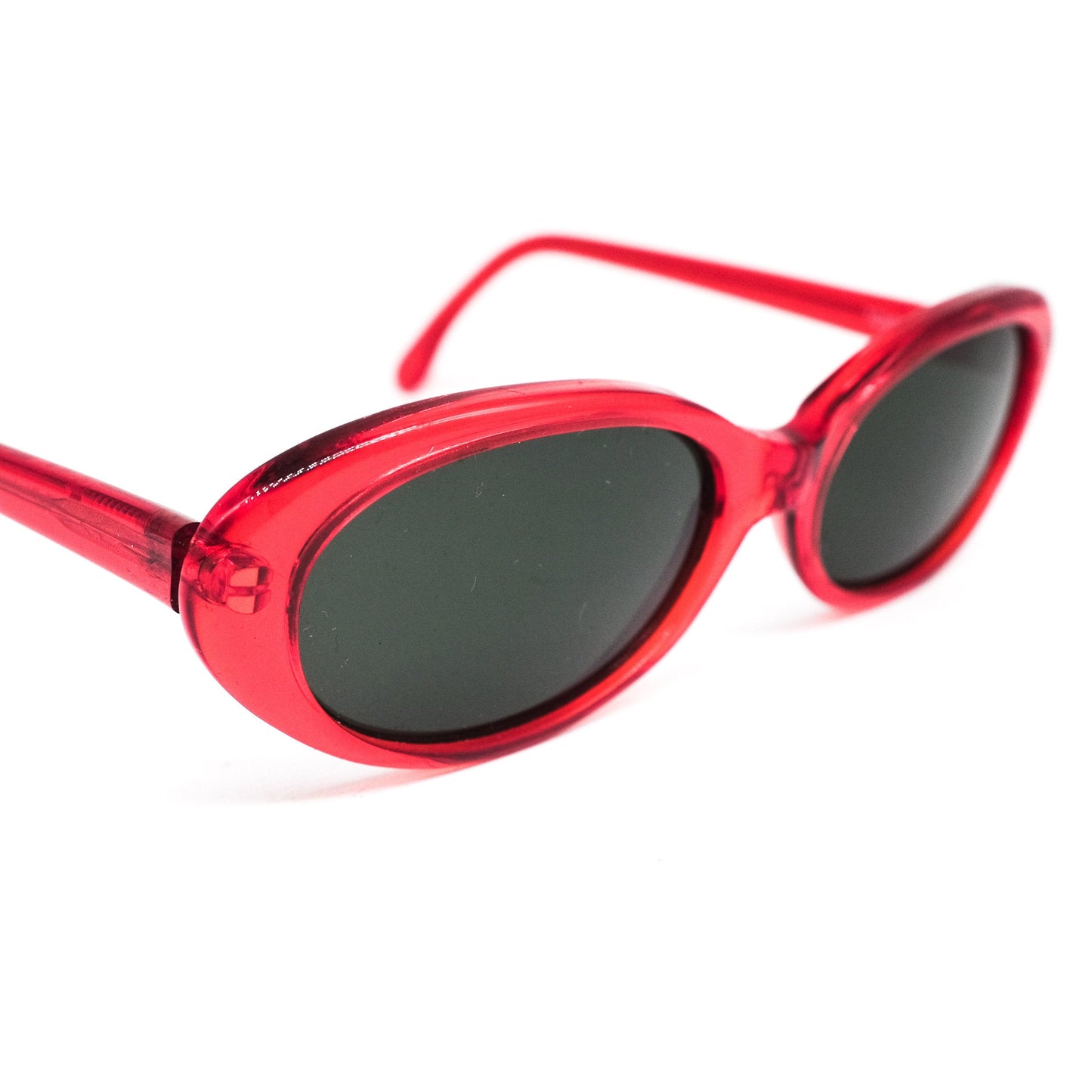 Danny tondo red oval acetate hippysunglasses with black lenses, 1980s NOS Italy