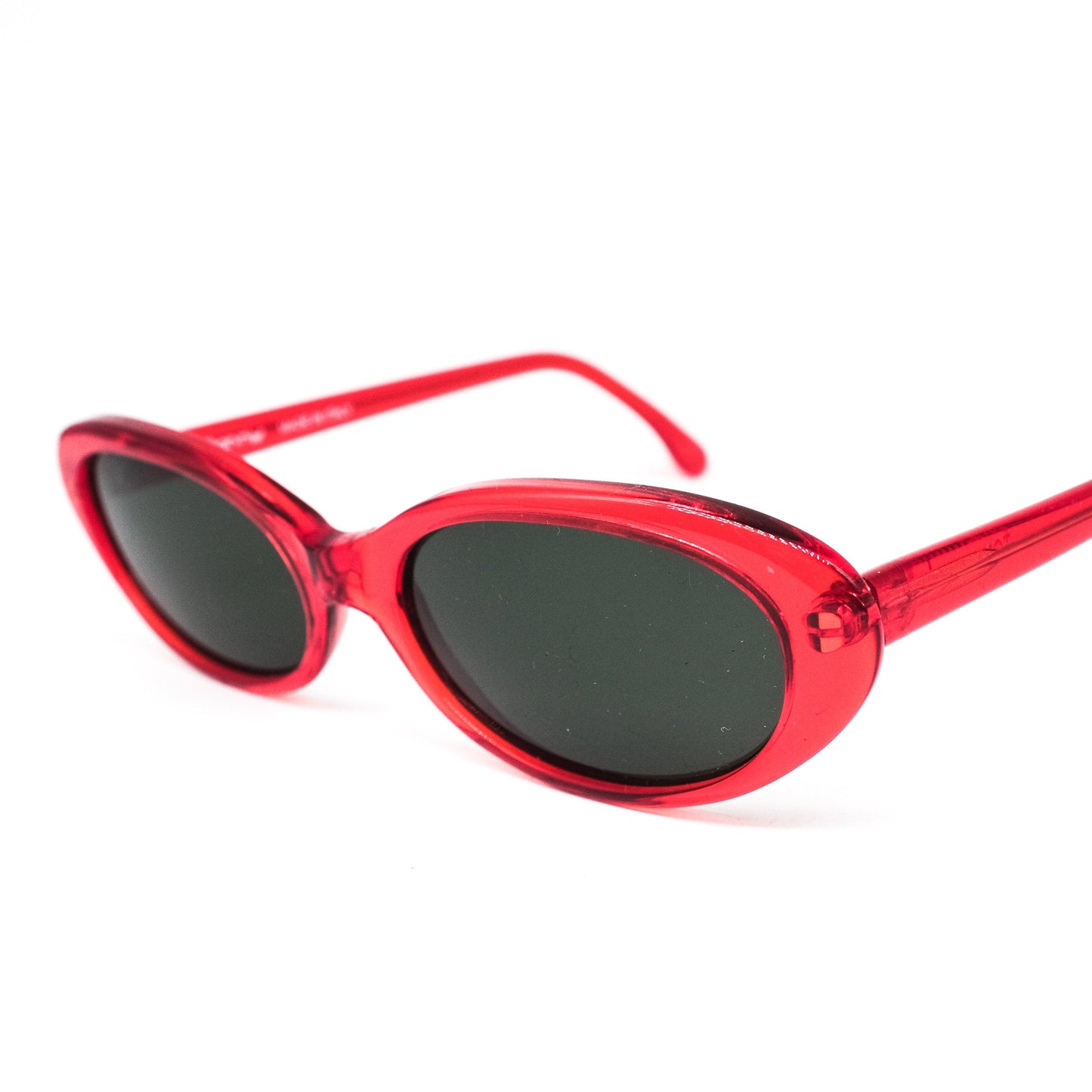 Danny tondo red oval acetate hippysunglasses with black lenses, 1980s NOS Italy