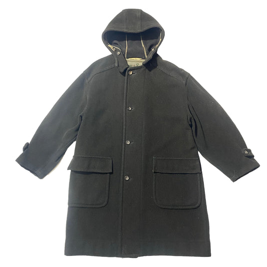 You&Me grey herringbone 90s hooded woolen coat made in Italy, very good condition