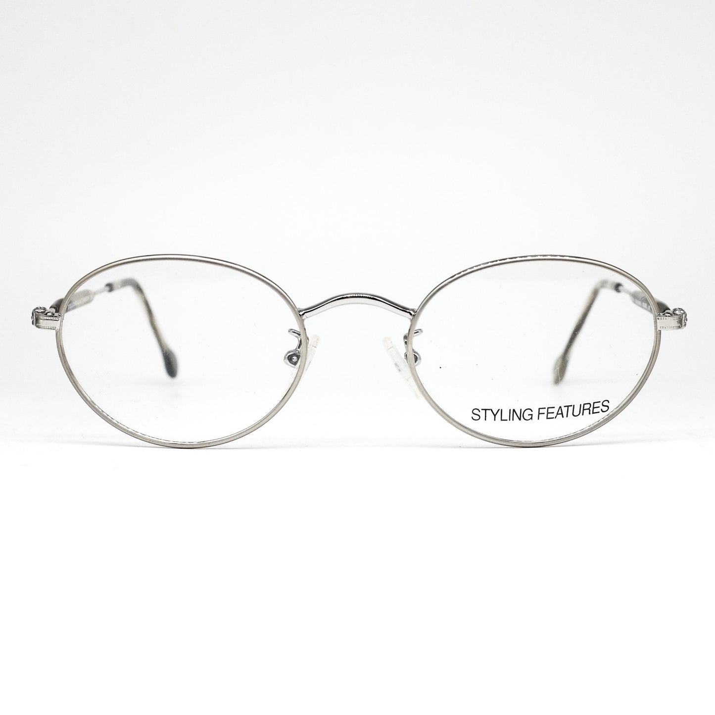 Dollond & Aitchison minimal oval shaped matt silver metallic eyeglasses frames, NOS 80s