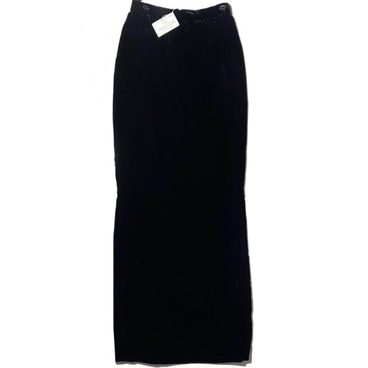 Valentino Boutique NOS 80s luxury Black silk/viscose velvet extra long skirt sz 10