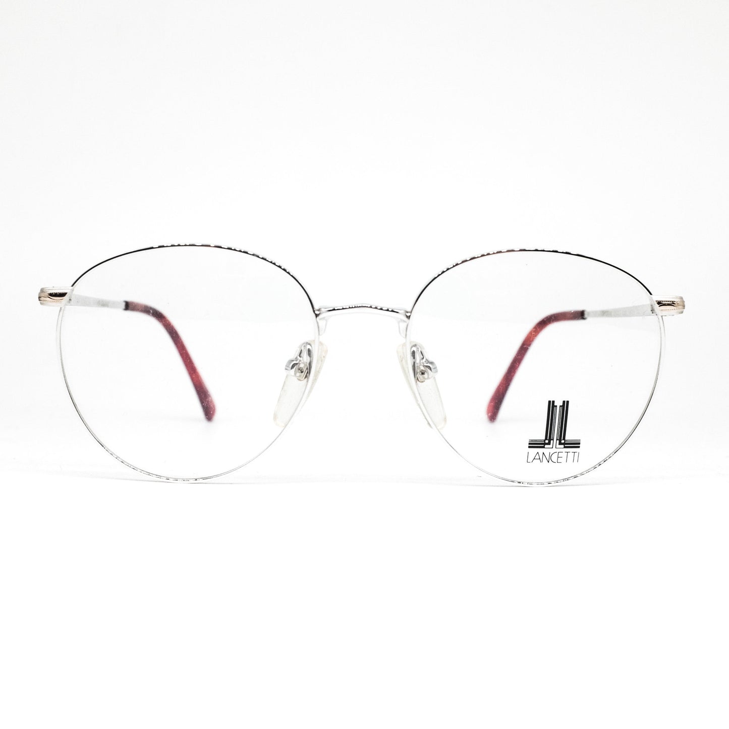 Lancetti minimalist round silver metal eyeglasses made in Japan, 1980s NOS