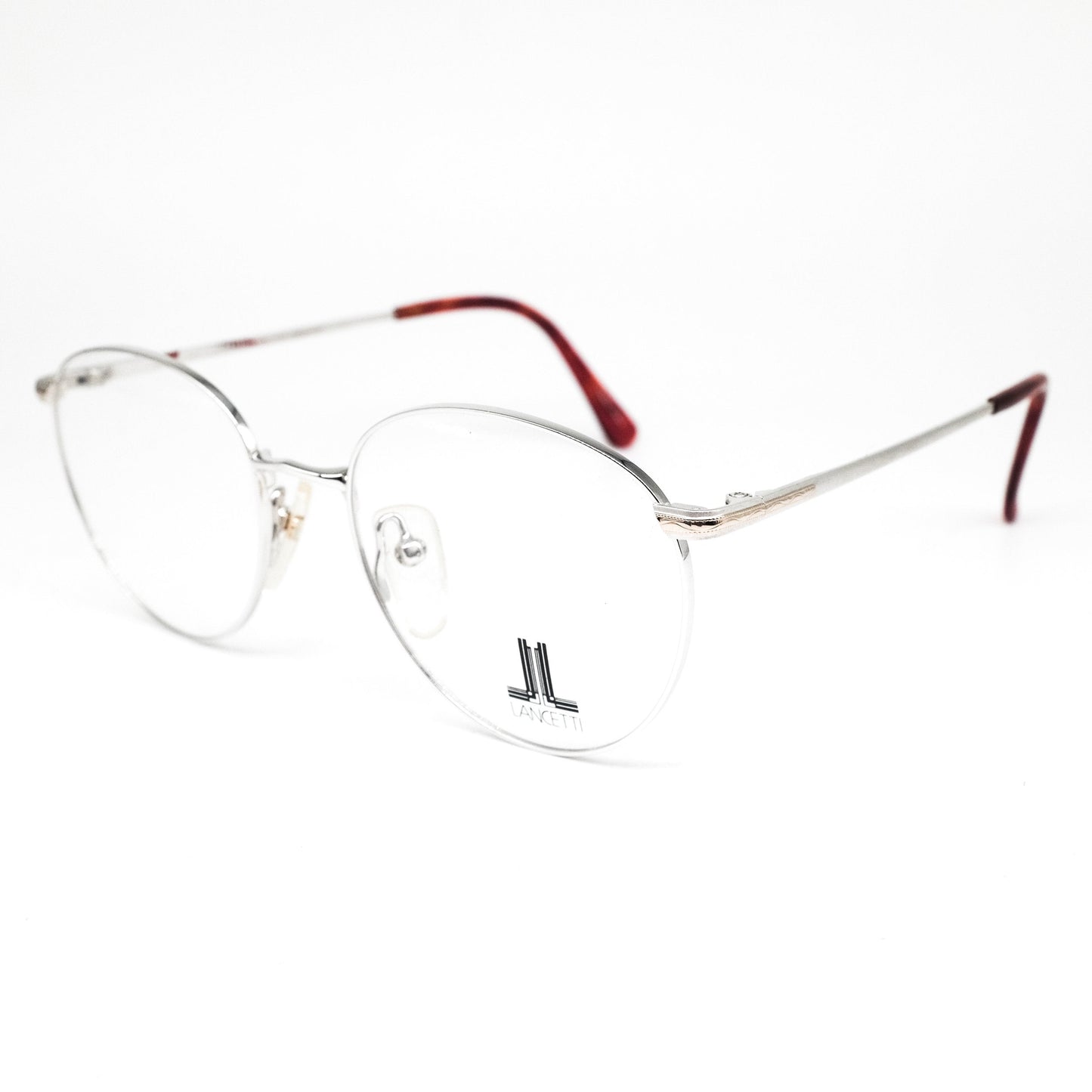 Lancetti minimalist round silver metal eyeglasses made in Japan, 1980s NOS