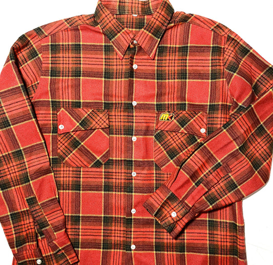 Carlo Mauri 80s checkered red tartan wool flannel shirt made in Italy, in mint condition