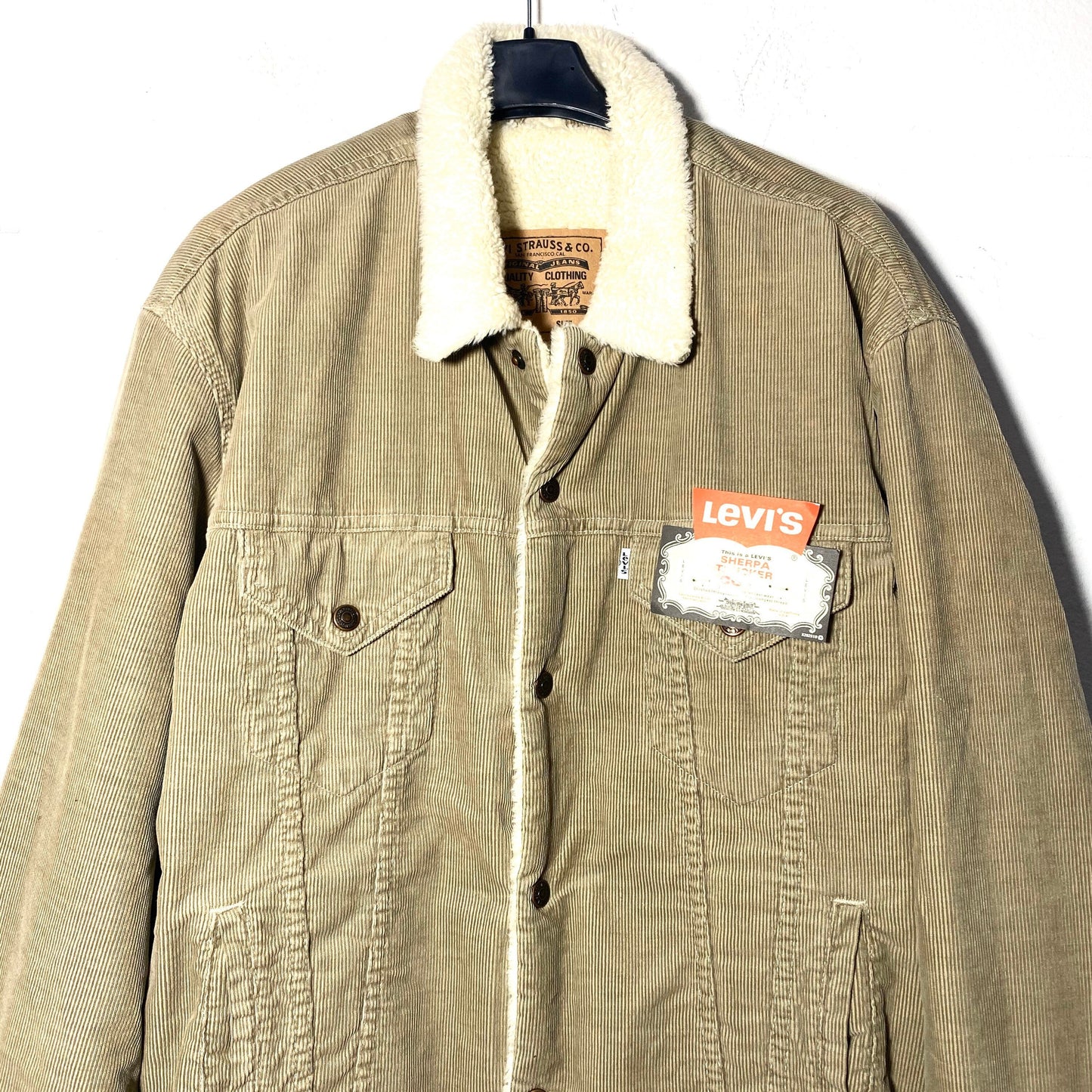 Levi’s 80s NOS corduroy Sherpa trucker jacket size L, new with tags