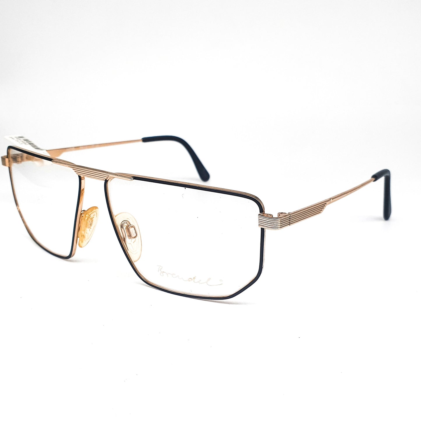 Brendel 7513 gold metallic square large eyeglasses frames, 1980s NOS Germany