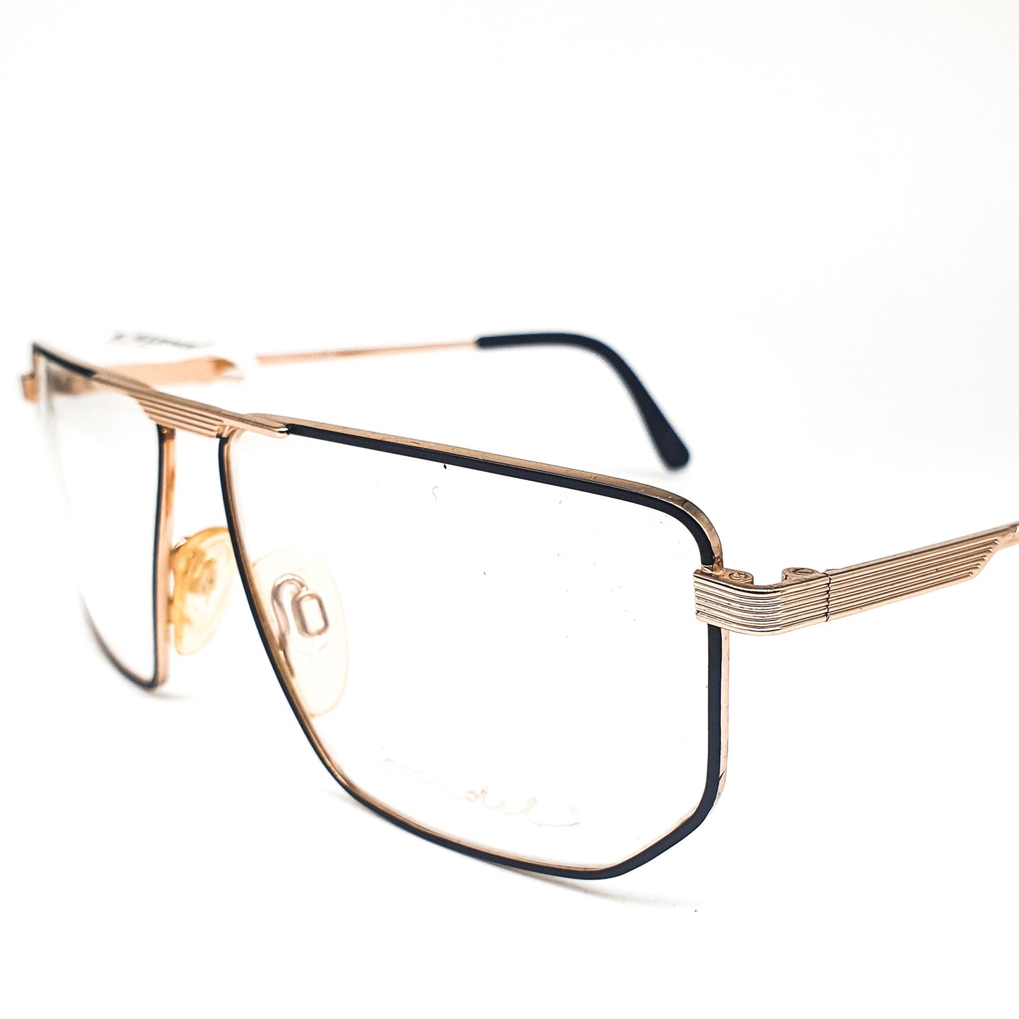 Brendel 7513 gold metallic square large eyeglasses frames, 1980s NOS Germany