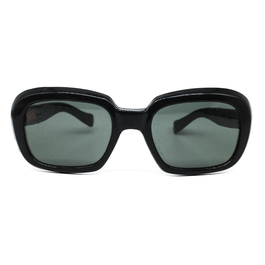 Samco rare oversized glossy black acetate square sunglasses made in Italy, 1960s NOS