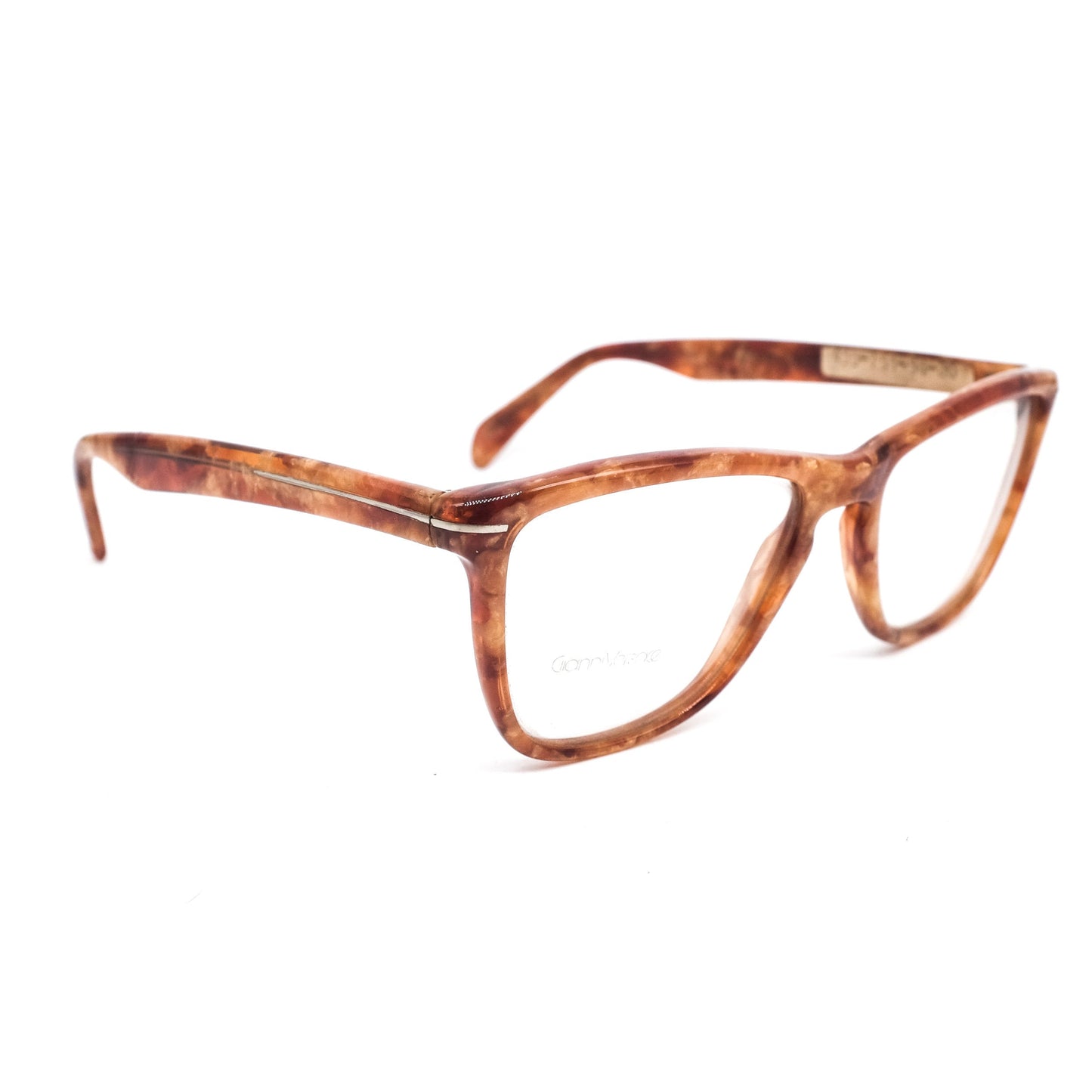 Gianni Versace medusa cello brown tortoise drop cateye eyeglasses frames Made in Italy, NOS 1980s