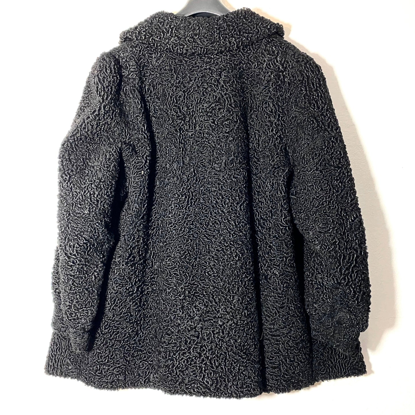 1960s Black astrakan coat made in Italy, finest quality artisanal make, beautiful minimal cut still in fashion.