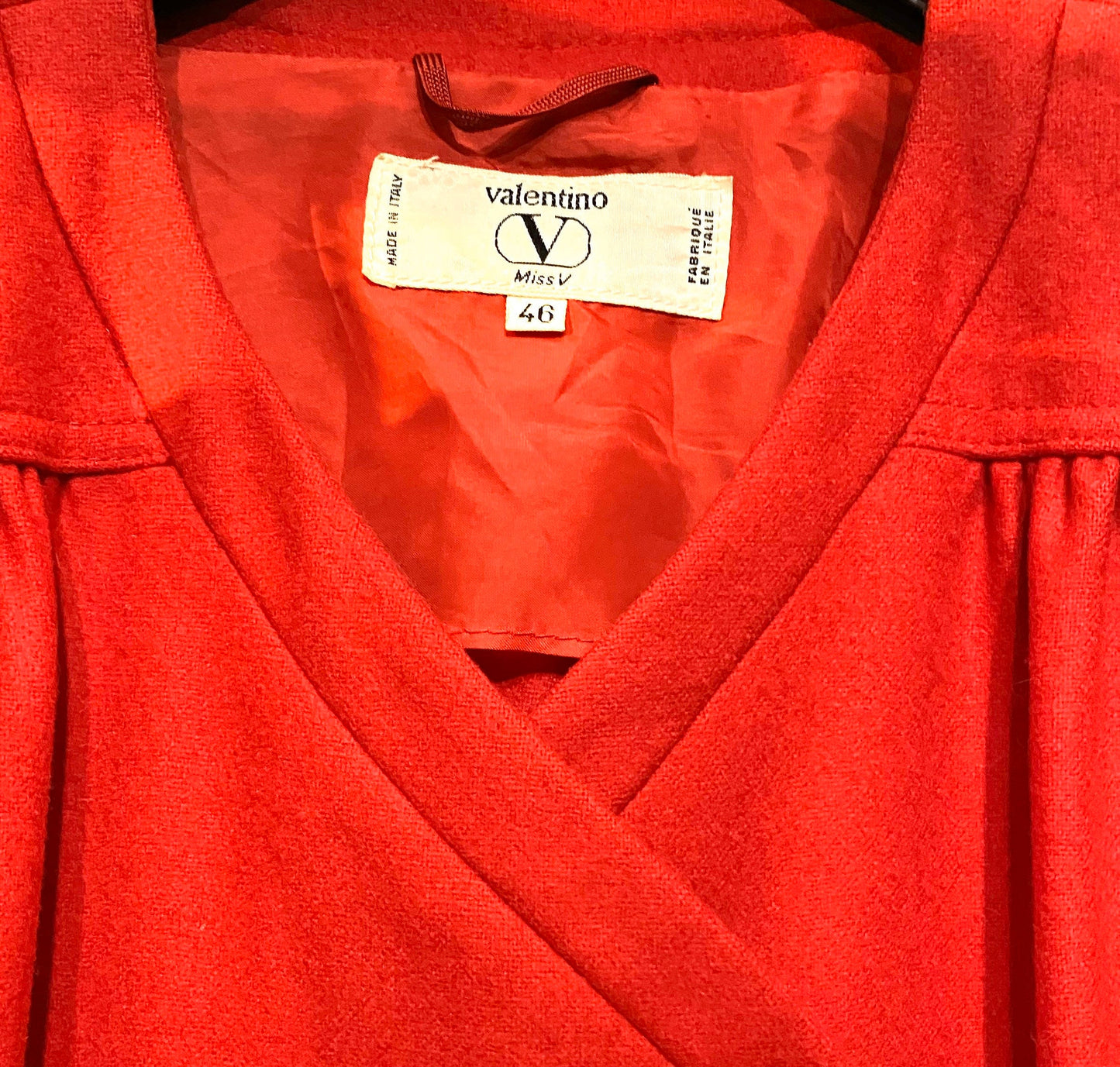 Miss V by Valentino red double breast ladies coat, 1980s Italy mint condition