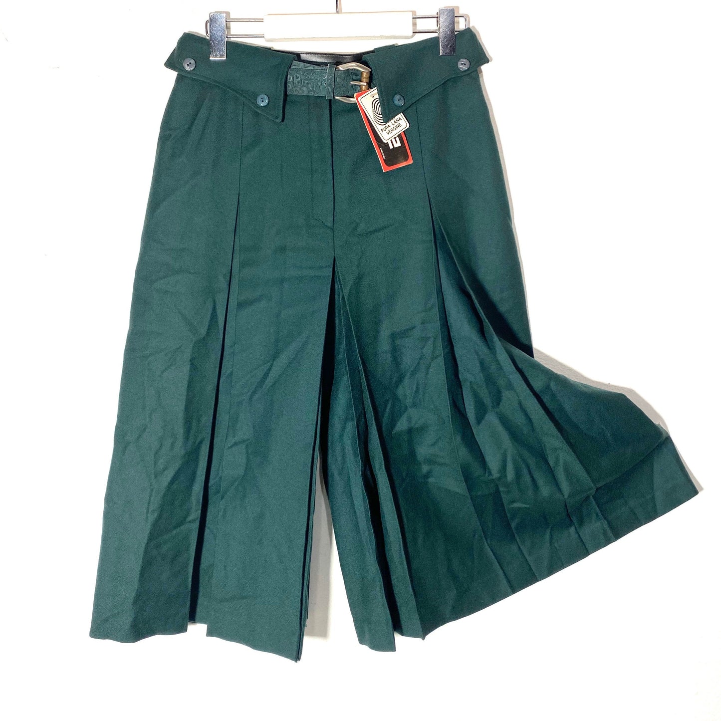 Vintage 70s petrol green pant-skirt made in Itaky, new with tags, belt included.