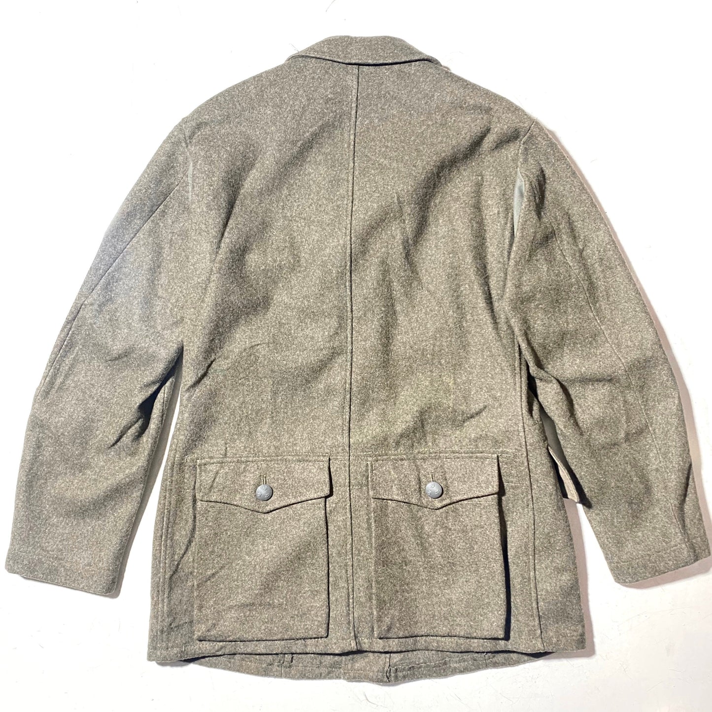 Swedish army 1952 military greyish Green wool field jacket with jack Pockets, artillery patches, mint