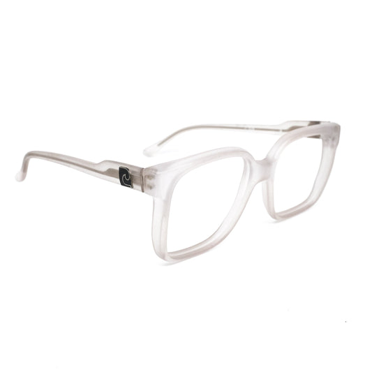 Pierre Cardin 1960s rare square oversized clear/translucent white eyeglasses frames with logo details on temples, great condition