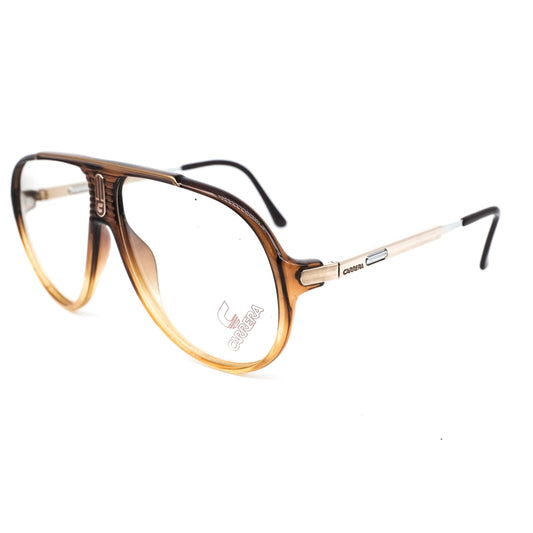 Carrera 5315 brown honey acetate aviator eyeglasses frames with golden metallic metal temples, Austria 80s NOS