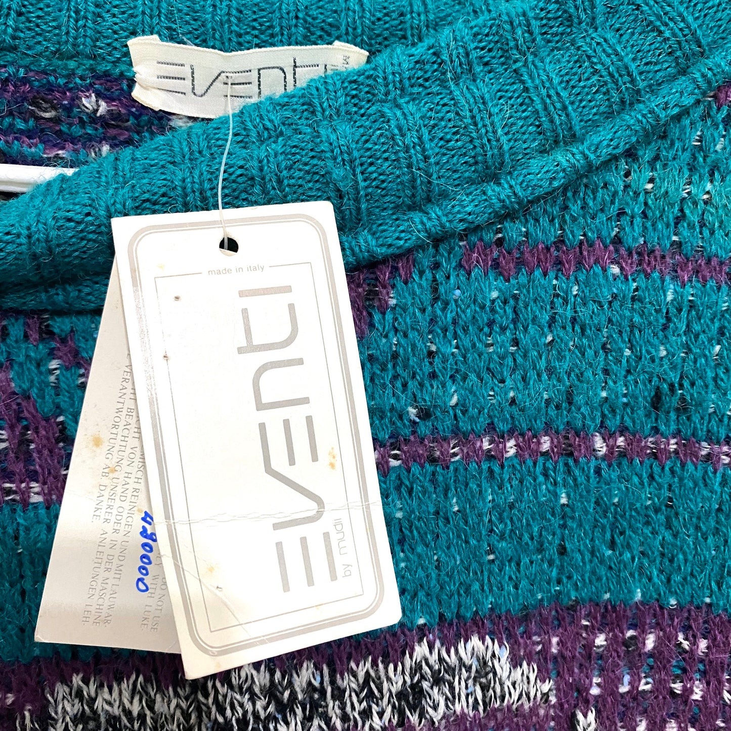 Eventi cool and warmest geometrical knitted alpaca / wool blend jumper, new old stock with tags