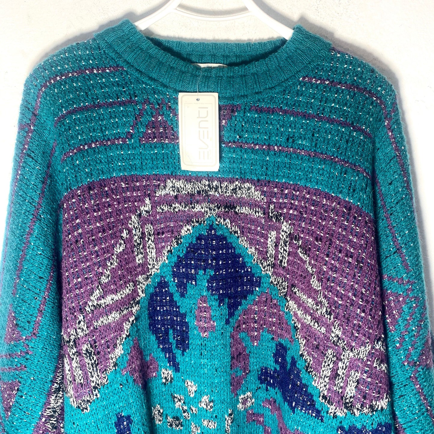 Eventi cool and warmest geometrical knitted alpaca / wool blend jumper, new old stock with tags