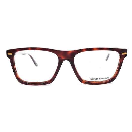 Pierre Balmain 2132 classy square brown tortoise eyeglasses frames with golden metallic pins, NOS 80s Made in France