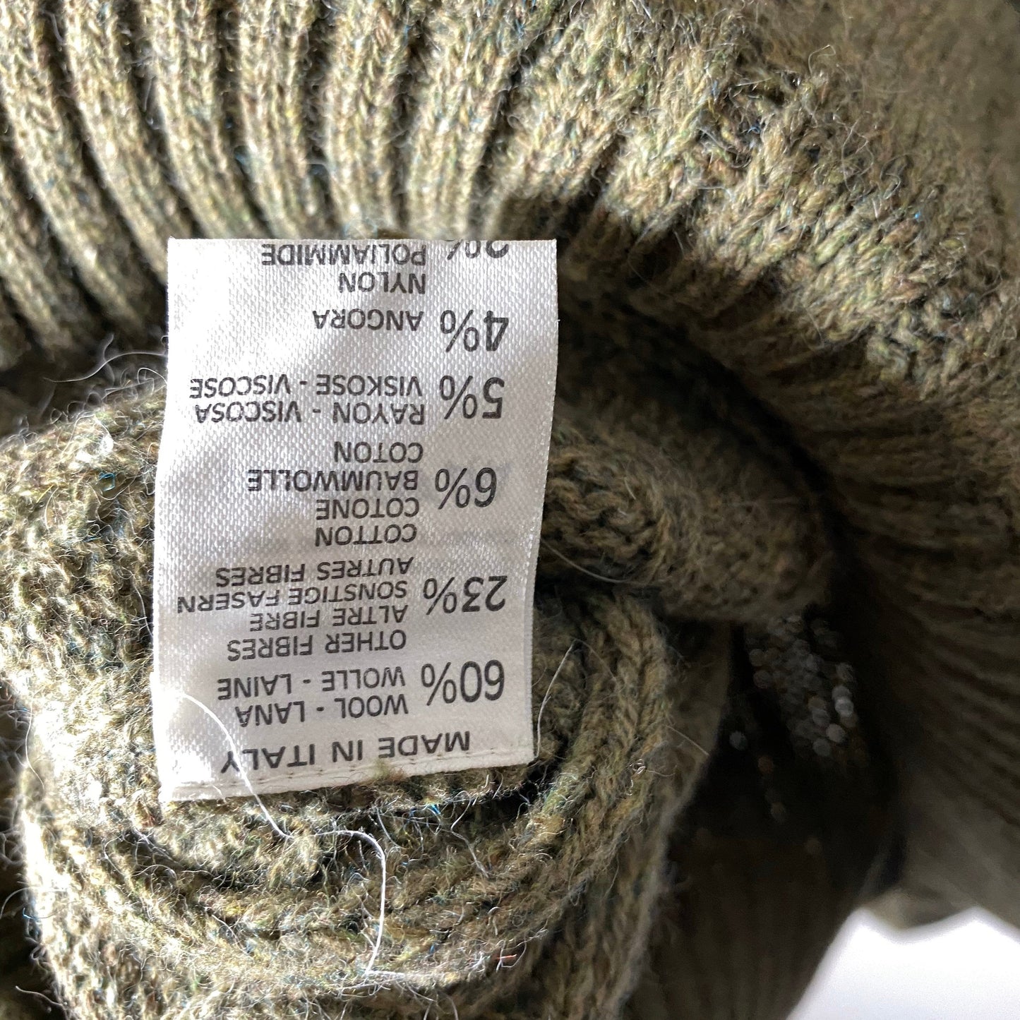 Rodchenko design cable knit turtleneck jumper, military style green knitted sweater, NOs 80s with tags