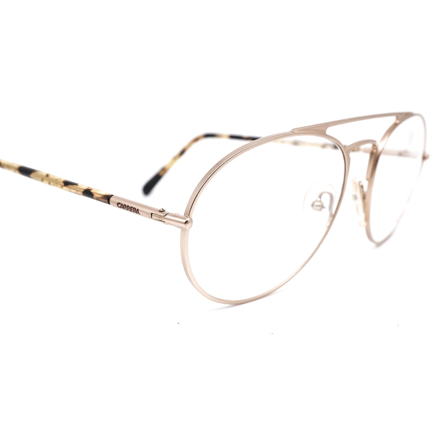 Carrera 5793 golden round aviator metallic aviator eyeglasses frames with tortoise acetate temples, made in Austria 80s NOS