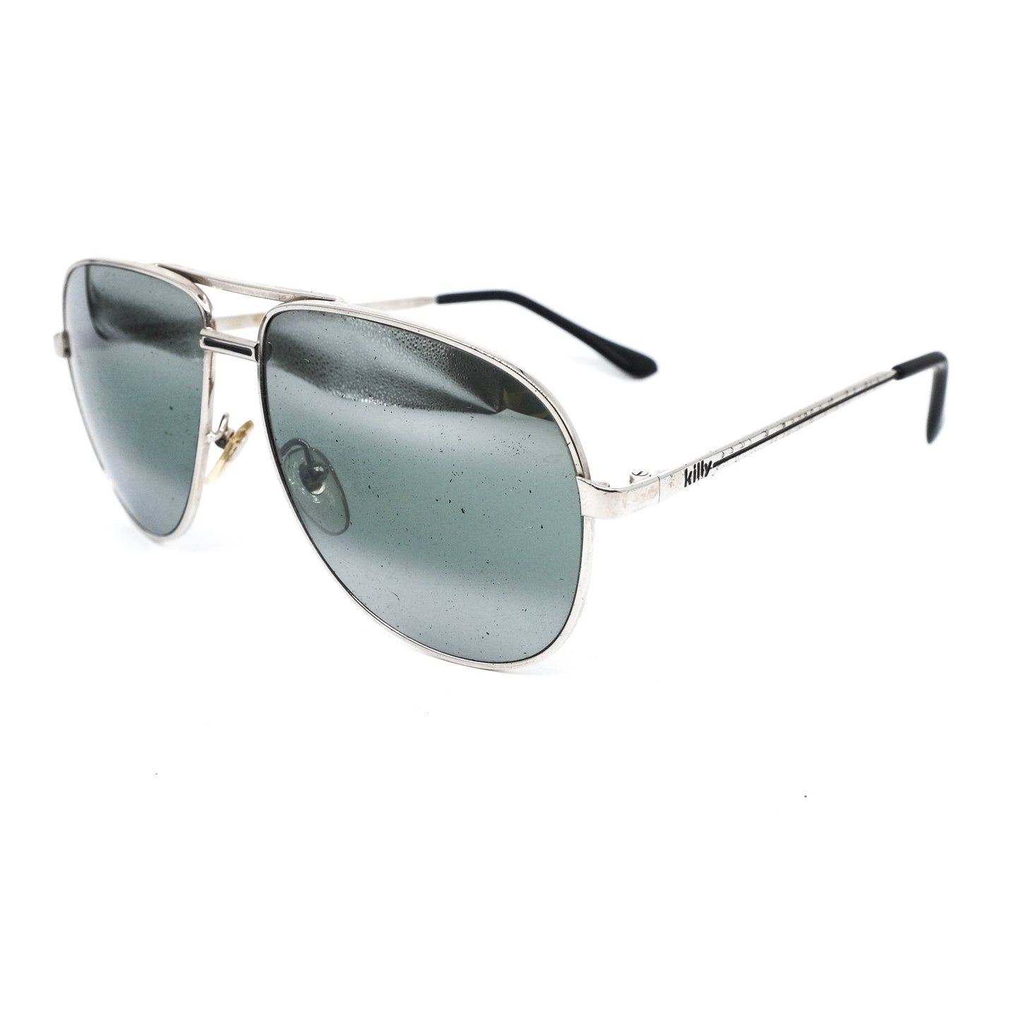 Killy vintage classic silver metal aviator with silver mirrored lenses. new old stock 80s with box