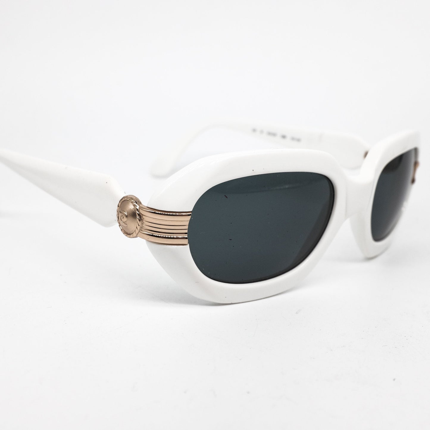 Pierre Cardin 1960s rare square oval white acetate sunglasses with golden hinges details, great condition