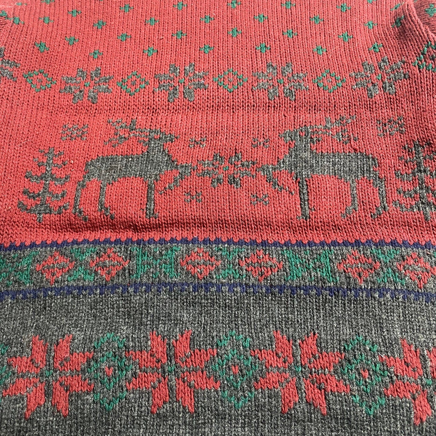 Roberto Collina burgundy wool knitted Christmas sweater, deers & snowflakes, 90s NOS with tags