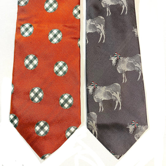 Moschino Milano vintage silk ties made in Italy in the 90s, mint condition.