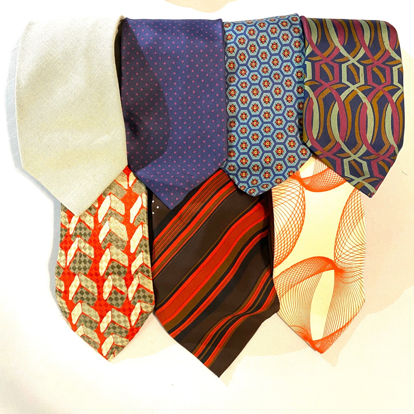 YSL Saint Laurent vintage silk ties made in Italy, 1970s / 80s /90s mint