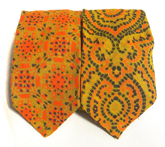 1960s psychedelic neon print ties, cutest Beatles / Pink Floyd style, mint condition