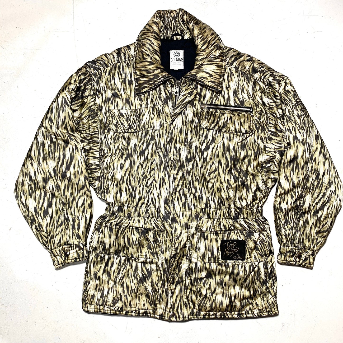 Colmar Animalier Tiger print snow ski padded jacket made in Italy, 90s mint condition sz S man