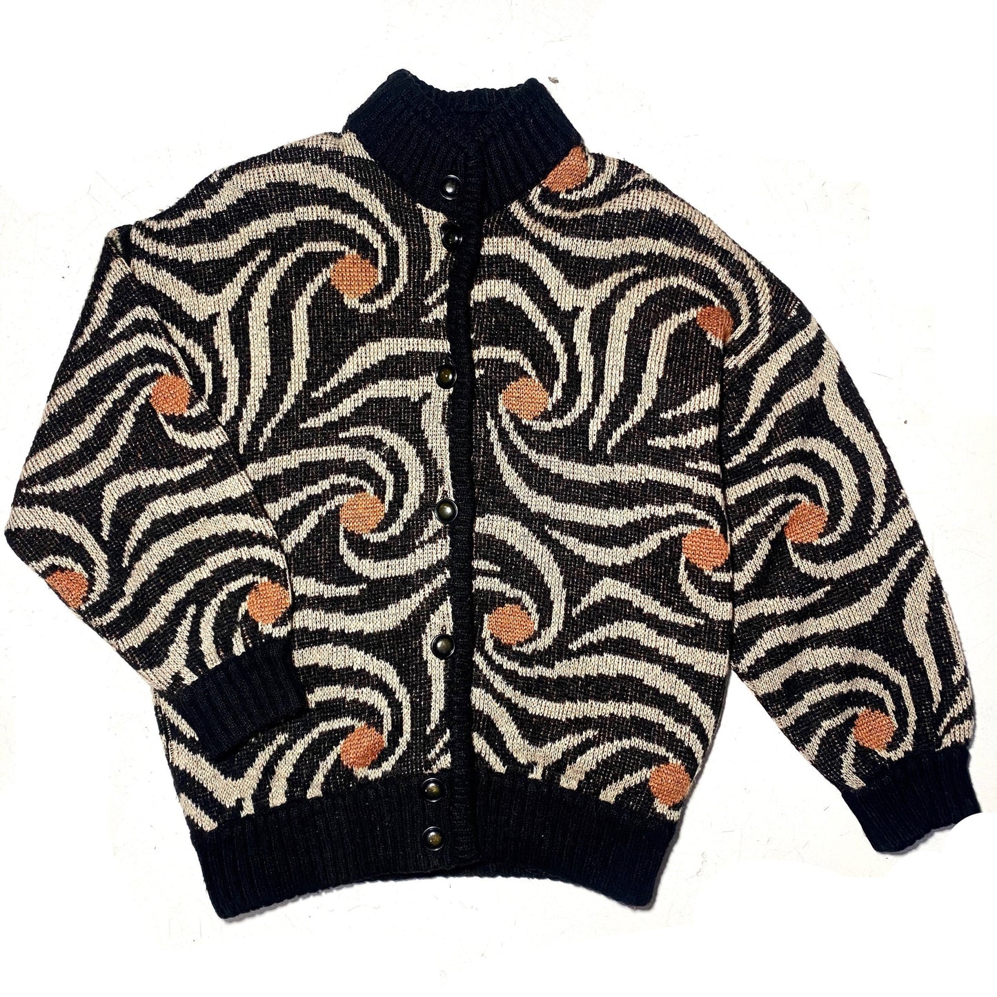 Tre A cool zebra allover knitted wool jacket, 1980s Italy mint condition