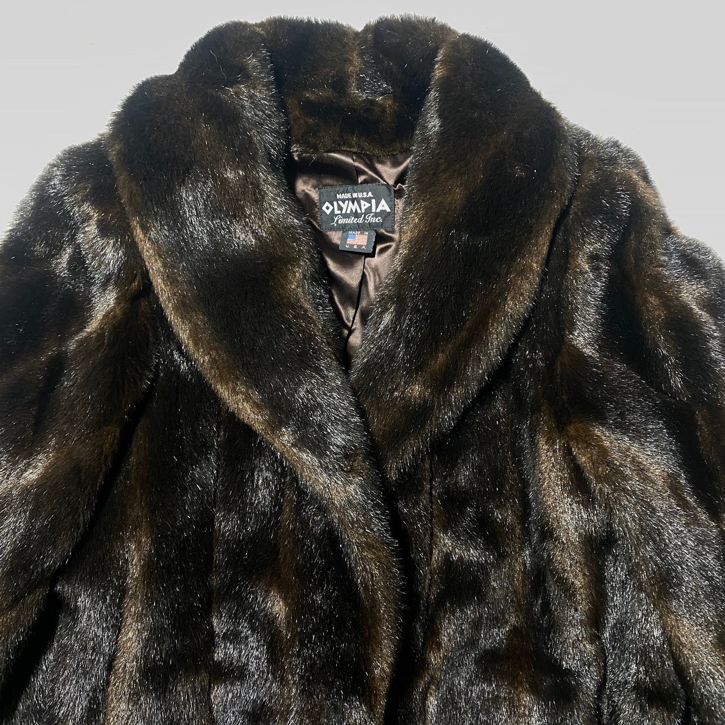 Olympia vintage high quality brown vegan faux fur made in USA, sz XL new with tag