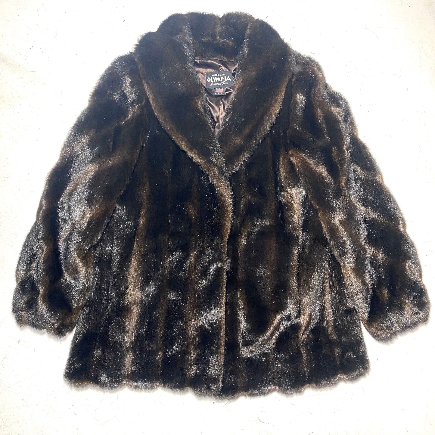 Olympia vintage high quality brown vegan faux fur made in USA, sz XL new with tag