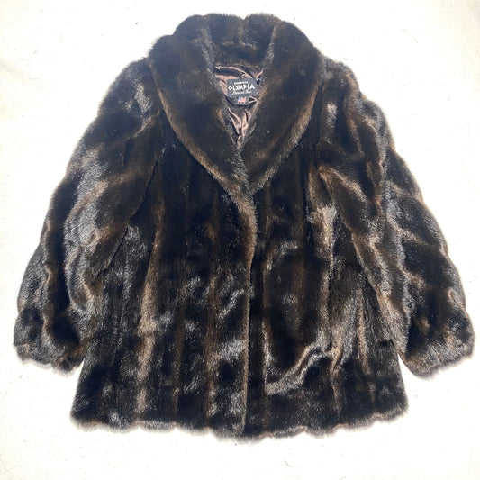 Olympia vintage high quality brown vegan faux fur made in USA, sz XL new with tag