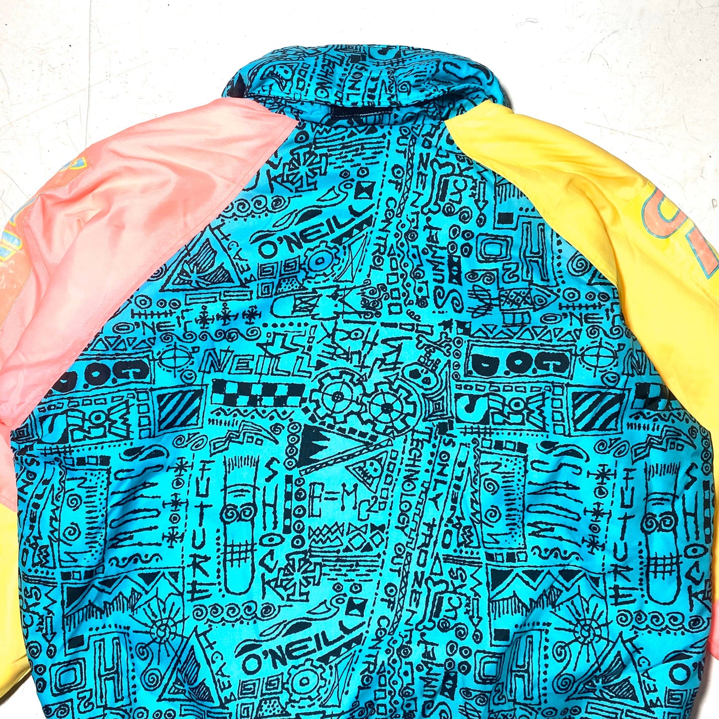 O’Neill 90s hip abstract graffiti allover neon colors pullover windbreaker snow jacket, great condition