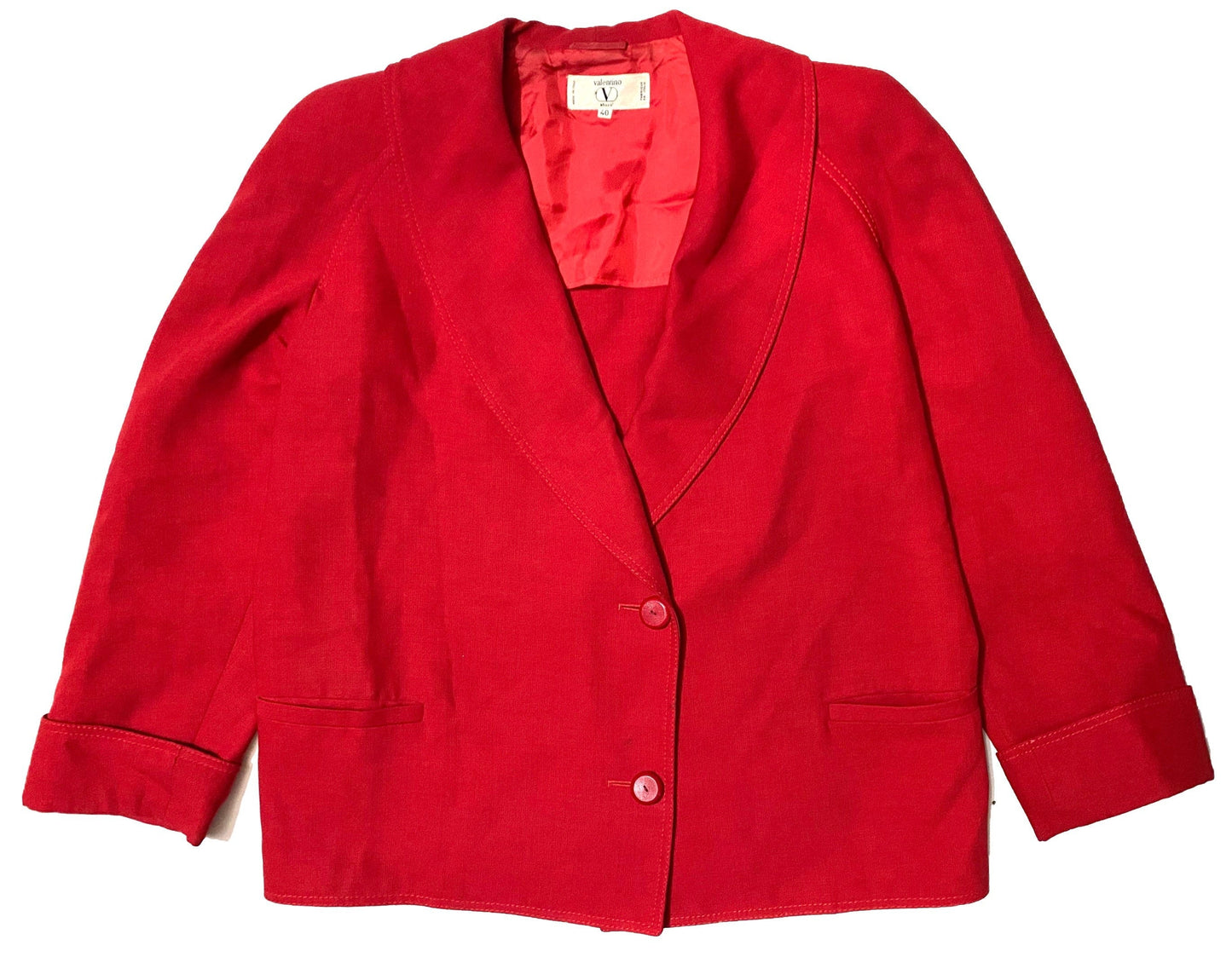 Valentino red wool blazer, minimal style with a simple yet unique pattern, minty, size 40