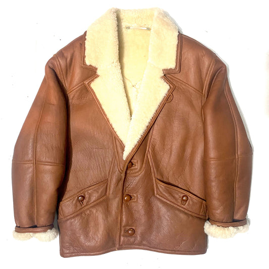 Brown real shearling coat, finest quality made in Italy in the 80s, sz 46 ( fits up to a 48/50)