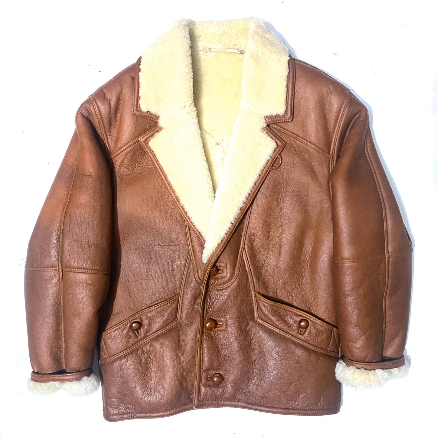 Brown real shearling coat, finest quality made in Italy in the 80s, sz 46 ( fits up to a 48/50)