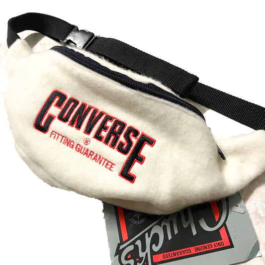 Converse white fleece waistbag with embroidered logo, new old stock 90s 2 pcs available