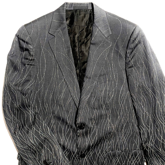 Louis Vuitton grey cotton/wool Jacquard blazer  with abstract allover, mint condition, sartorial line, 90s Italy