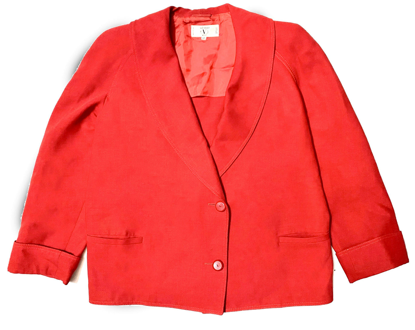 Valentino red wool blazer, minimal style with a simple yet unique pattern, minty, size 40