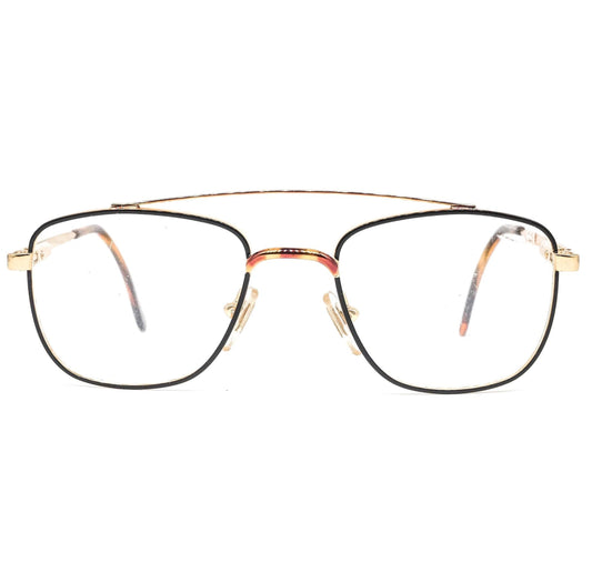 Lozza gold/tortoise square metal aviator eyeglasses frames, made in Italy 1990s NOS