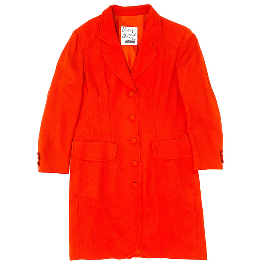 Moschino red light wool coat with satin lining, perfect for mid seasons, mint condition