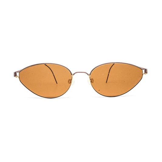 Lindberg copper color  titanium frame ultra light cateye sunglasses with brown lenses. 80s Denmark NOS