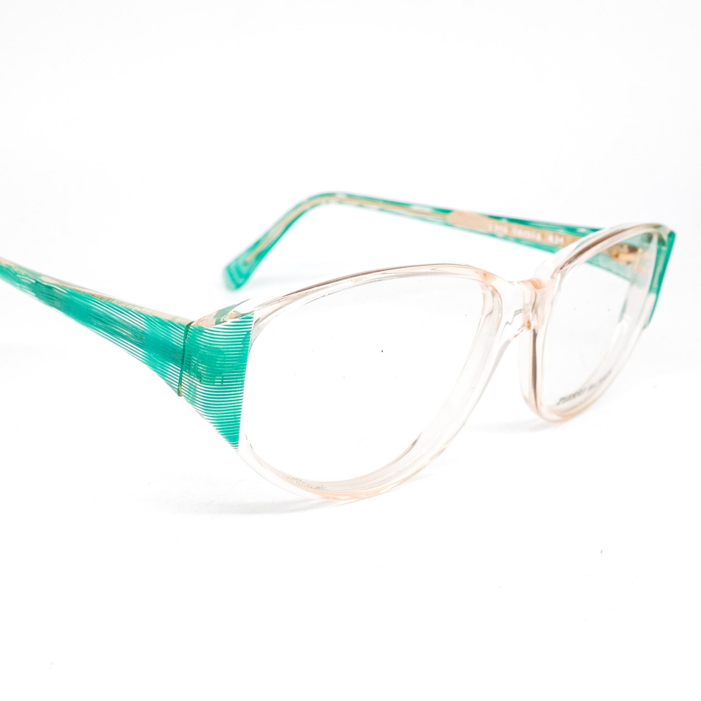 Pierre Balmain 2159 green/clear cat eye eyeglasses frames, NOS 80s Made in France