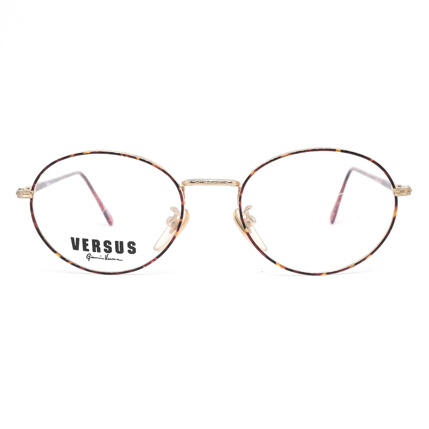 Versus Versace retro geeky oval silver/tortoise eyeglasses frames, 90s NOS